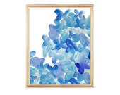 Items similar to Watercolor Flowers, Indigo Blue Print, Watercolor