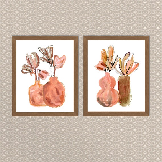 Natural Flower Prints in Blush and Terracotta