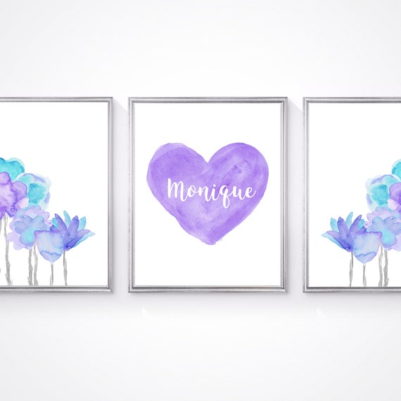 Purple and Turquoise Girls Prints for Bedroom