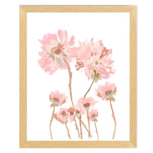 Blush Wildflower Prints, Blush Wall Decor, Wildflower Bouquet Print ...
