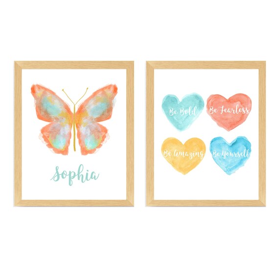 Tween Wall Decor, Be Amazing, Be Yourself, Set of 2 Inspirational Prints