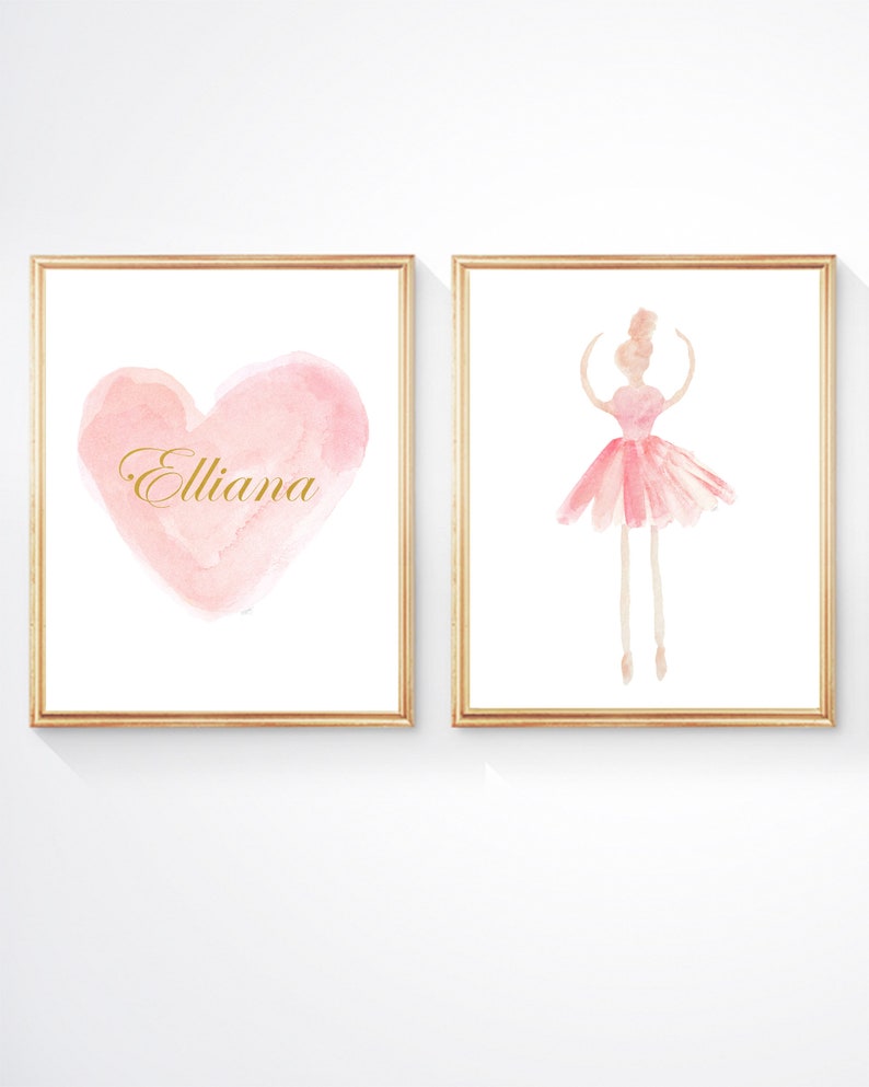 Ballerina Baby Nursery Set of 2 Ballerina Wall Art Ballet Etsy