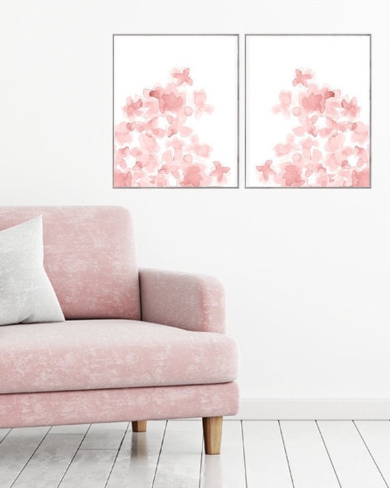 Blush Flowers Nursery Posters, 16x20, 18x24  Set of 2, 10 Colors Available