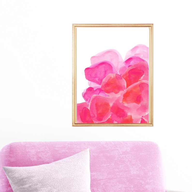 Hot Pink Flower Print 16x20 Bright Pink Wall Decor Large Etsy
