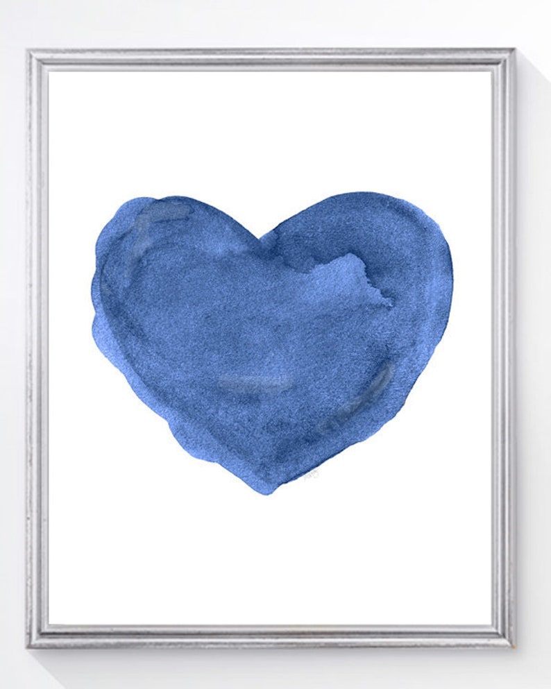 Navy Heart Prints Set of 3 Navy Nursery Art Indigo Wall Etsy