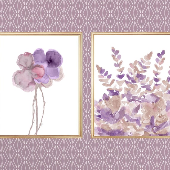 Lavender Botanical Art Prints; Set of 2