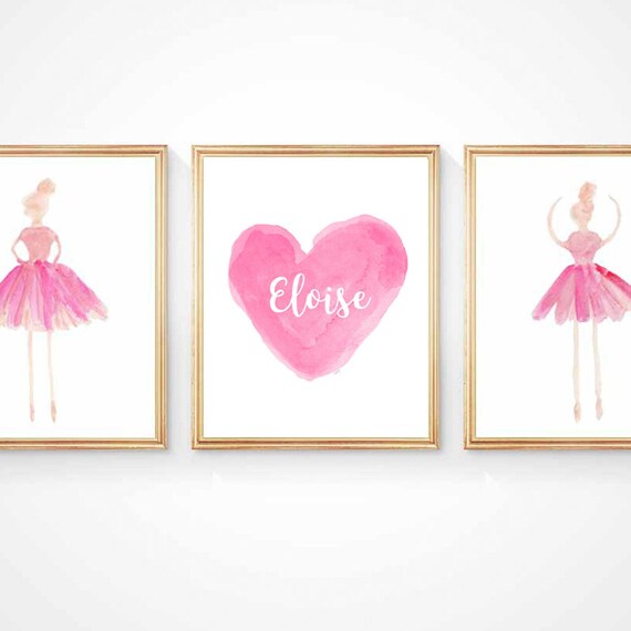 Personalized Ballet Gift, Set of 3 Ballerina Prints with Custom Name
