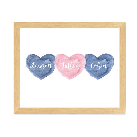 Pink and Navy Nursery Gift for Brother and Sister Gift; 8x10 Personalized Print