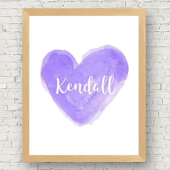 Personalized Purple Heart Nursery Print