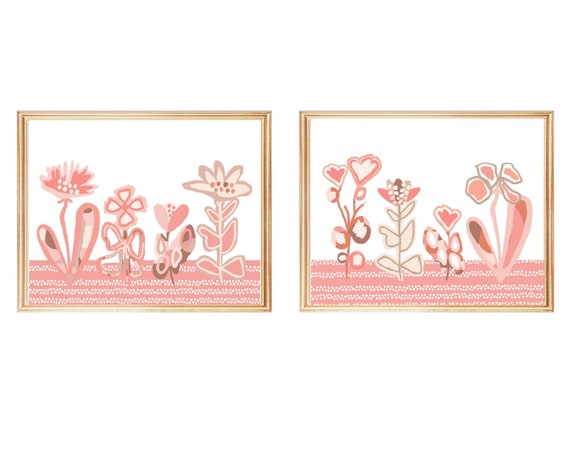 Graphic Flower Print in Pink or Coral; 8x10, 11x14