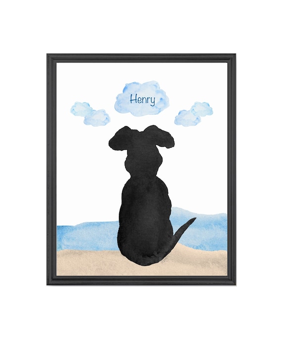 Dog at Beach Art, 8x10 Personalized Pet Print