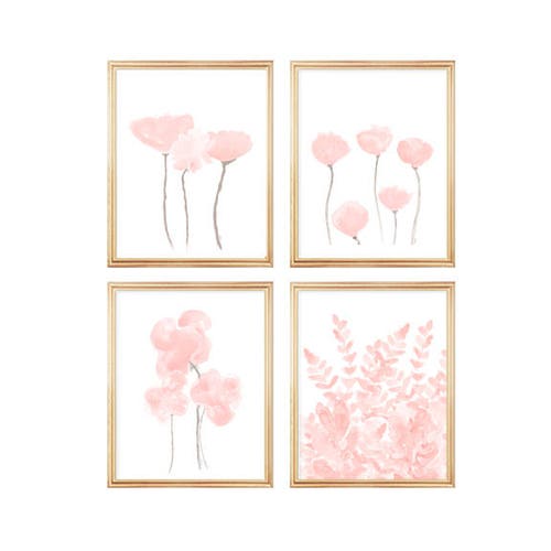 Home Décor Prints Blush Watercolor Flowers Blush Room Decor Blush