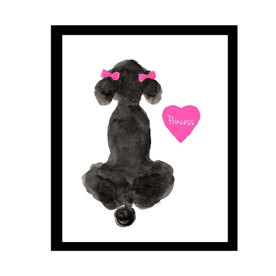 Poodle with Ear Bows Personalized Print in 8 Colors