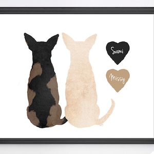 Two Chihuahua Dogs Personalized Print, Chihuahua Memorial, 12 Colors, Chihuahua Loss Gift, Chihuahua Print with Name, Chihuahua Gift Dad