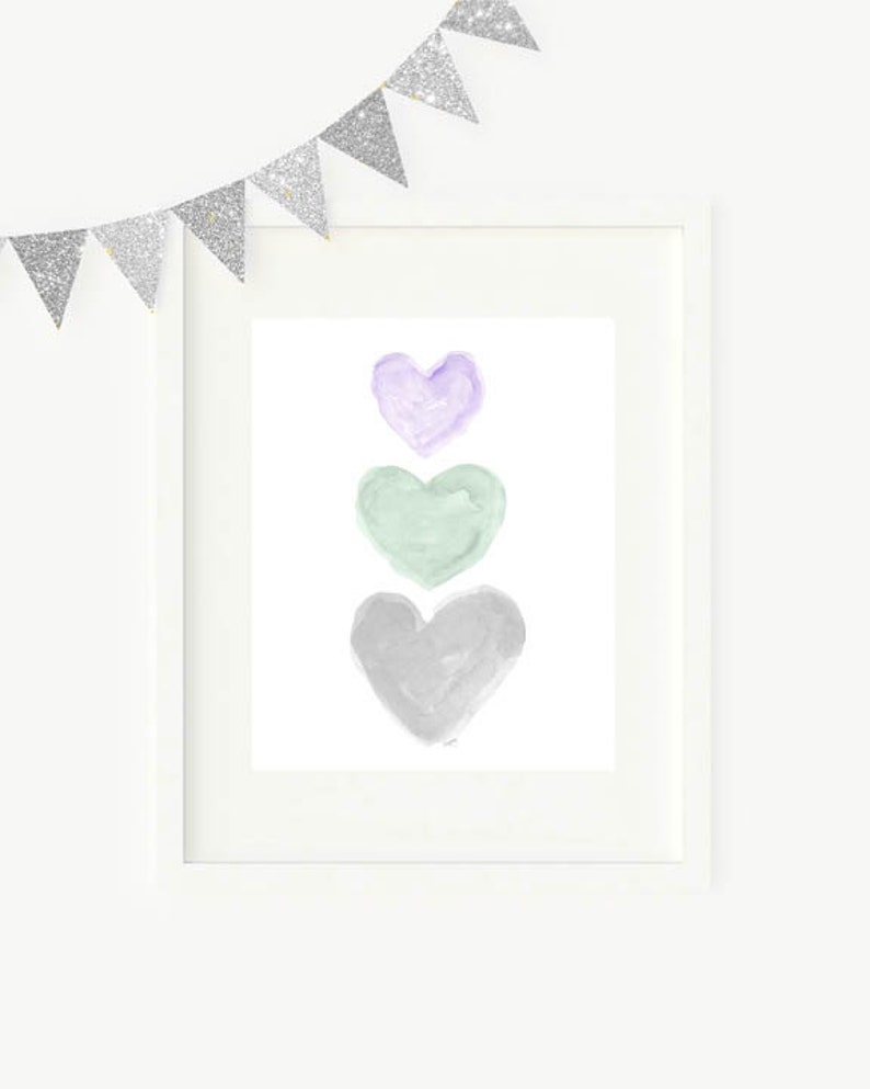 Purple Mint and Gray Nursery Lavender and Mint Nursery Art Etsy