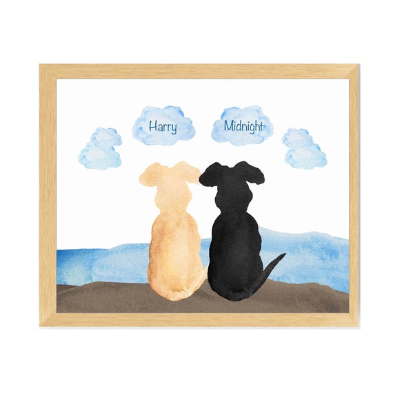 Two Dogs at River Personalized Print 8x10