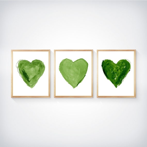 Emerald Green Heart Print Set