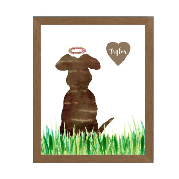 Dog with Flower Halo; Personalized Gift with Pet's Name