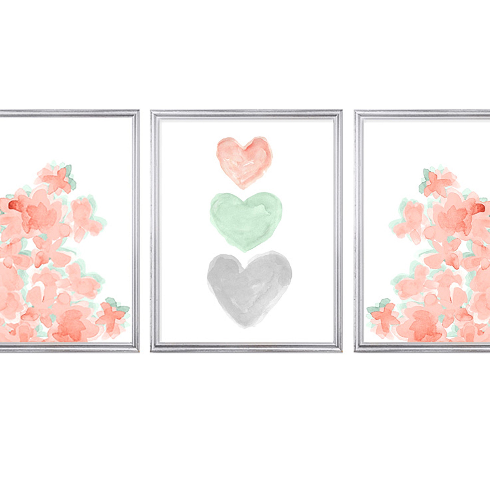 Mint and Peach Wall Art - Etsy