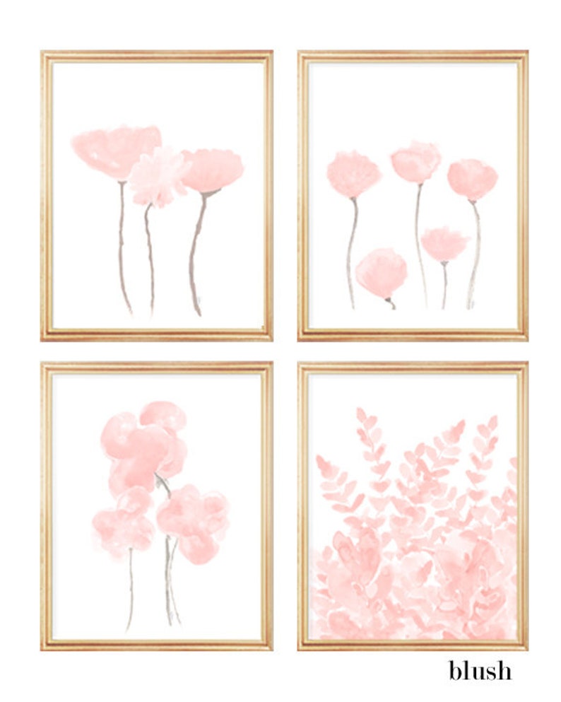 Blush Flowers Gallery Wall Set of 4 Flower Prints Blush Wall Etsy