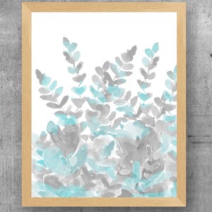 Blue Gray Wall Decor, Set of 3 Watercolor Prints, Blue and Gray Prints, Denim Blue Flower Prints ...