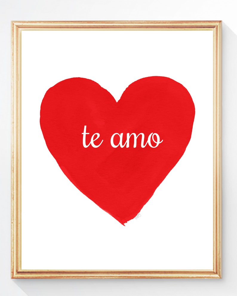 Te Amo Spanish Quote 8x10 Watercolor Heart Art Print Love Etsy