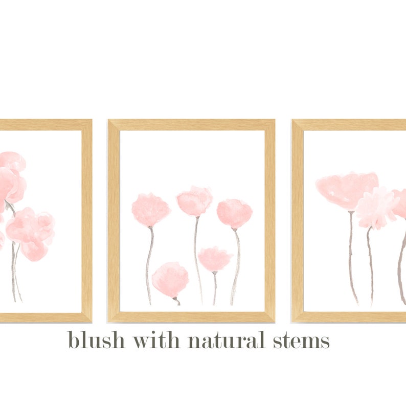 Blush Flowers Wall Decor 16x20 Set of 3 Blush Floral Etsy