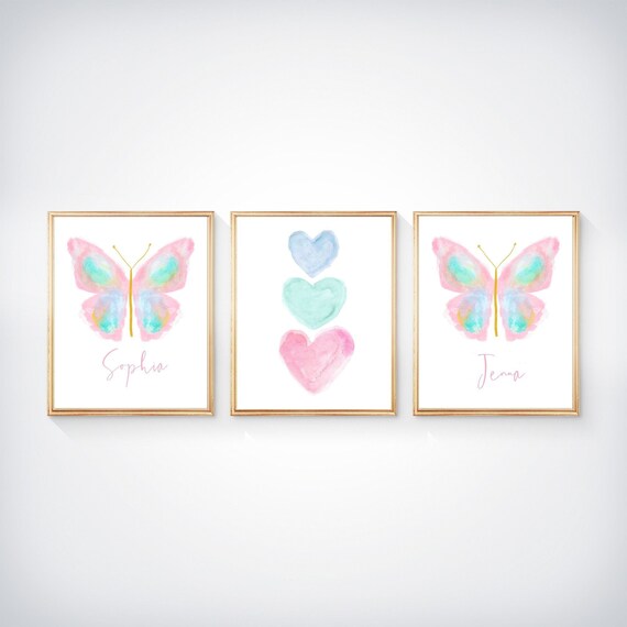 Sisters Butterfly Prints, Set of 3