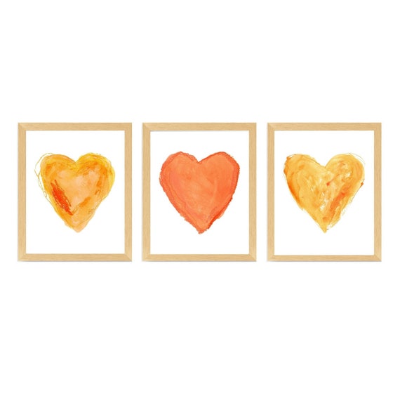 Yellow and Orange Heart Prints