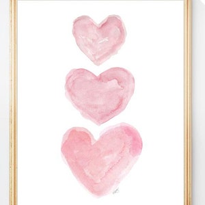 Pink Nursery Art, Watercolor Heart, Pink Watercolor Heart, Pink Nursery Decor, Baby Girl Nursery Art, Baby Girl Gift, Pink Wall Art