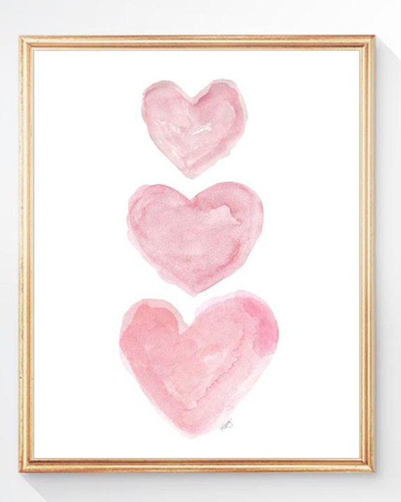 Pink Nursery Art, Watercolor Heart, Pink Watercolor Heart, Pink Nursery Decor, Baby Girl Nursery Art, Baby Girl Gift, Girls Wall Art