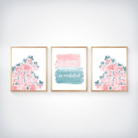 Teal and Blush Wall Decor for Tween Bedroom