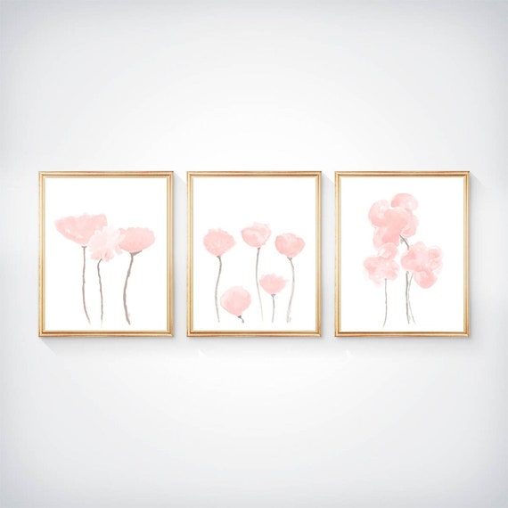 Blush Flower Prints for Nursery, Set of 3- 8x10