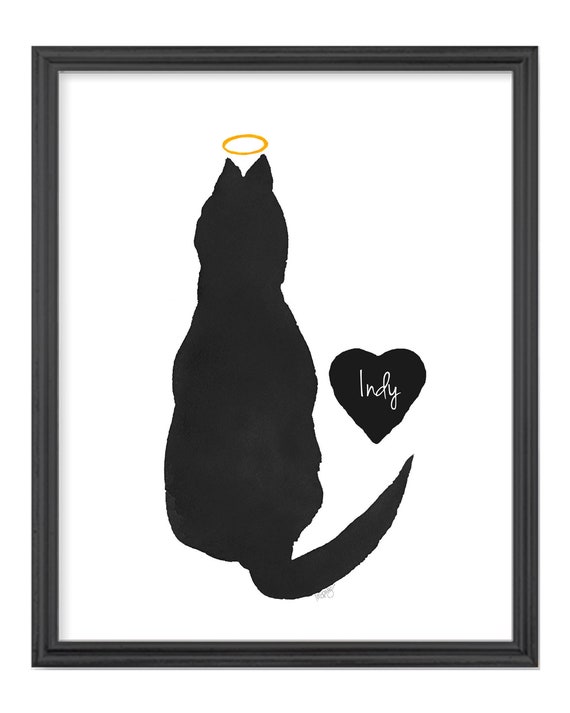 Cat with Halo Memorial Gift, Personalized Print