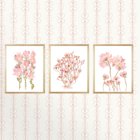 Blush Wildflower Prints for Blush Pink Bedroom