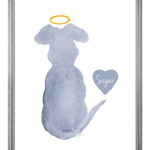 Dog Remembrance Print, Gift Dog Loss Gift, Dog and Halo Sympathy Gift, Dog Memorial Gift, Custom Dog Gift, Pet Loss, Personalized Dog Gift Blue