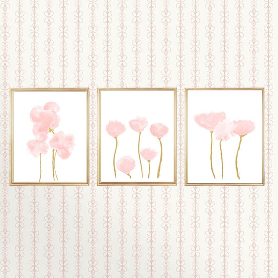 Blush Wall Decor, Set of 3- 11x14 Flower Prints