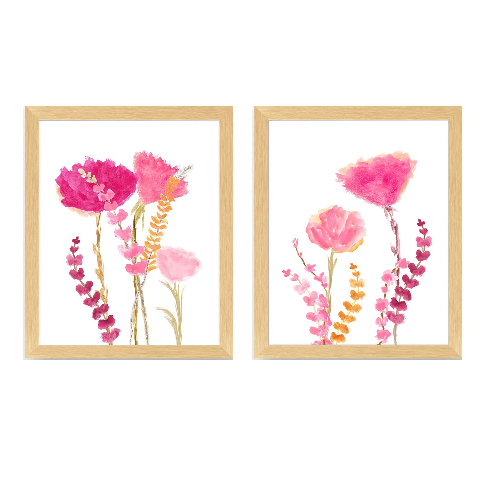 Pink Flower Prints Pink Floral Art Prints Vibrant Pink Etsy