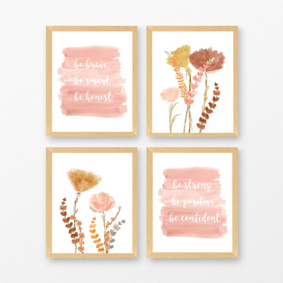Neutral Floral and Inspirational Quotes Watercolor Prints