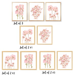 Blush Wildflower Prints, Blush Wall Decor, Wildflower Bouquet Print ...
