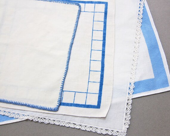 Blue Retro Vintage Napkins, Set of 4