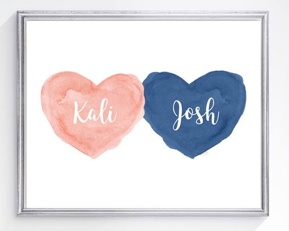 Coral and Navy Kids Room Print,  Personalized