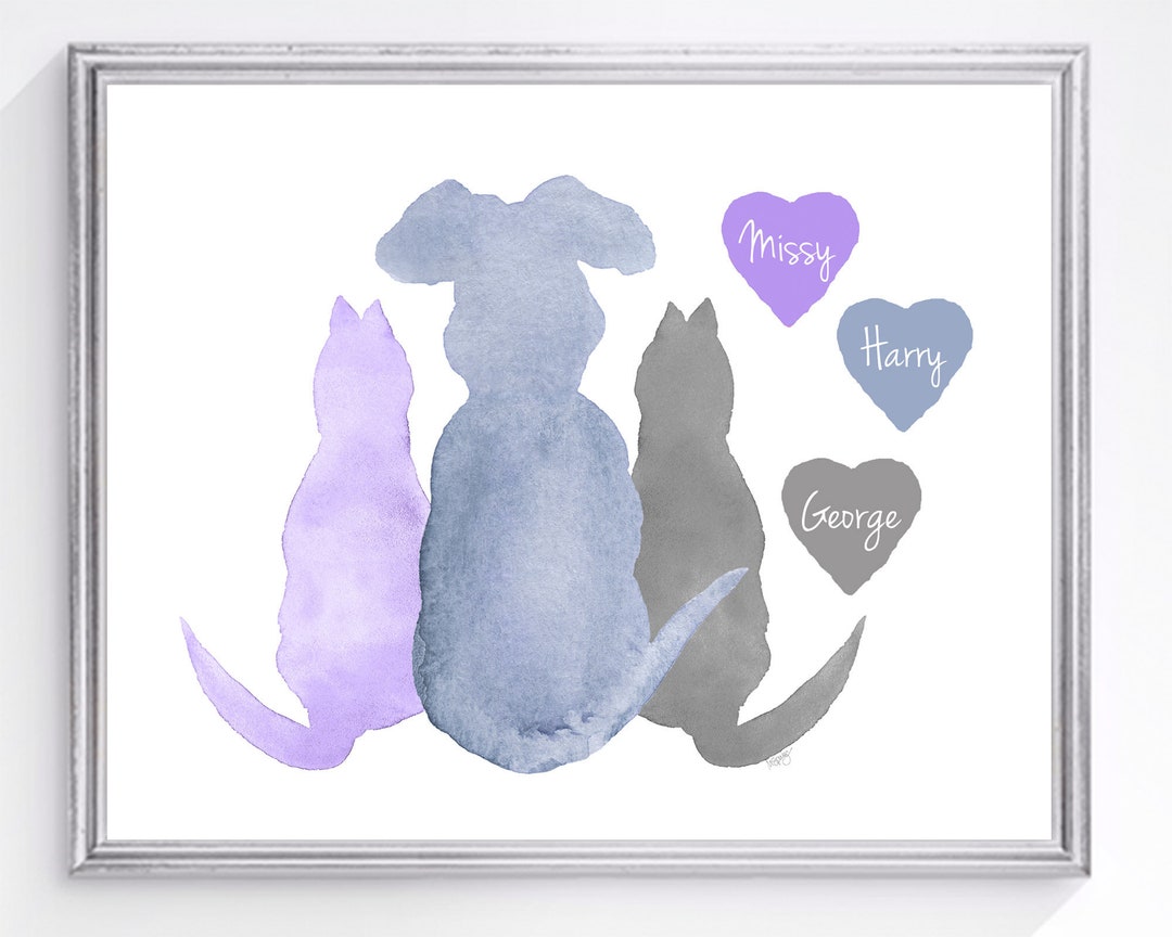 犬と親子/TWO GOOD FRIENDS 額入り　リトグラフ Two Pet Portraits – Regal Pawtraits