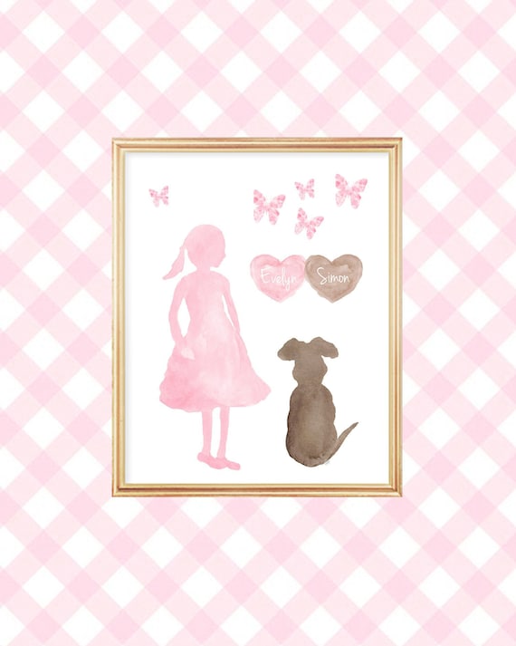 Girl and Dog Print Personalized Print