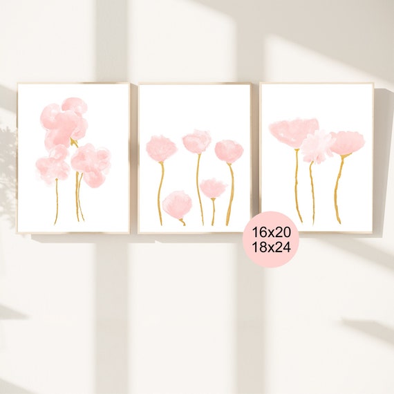 Blush Artwork, Petal Pink Wall Decor, Set of 3, Blush Flower Prints, Blush Wall Decor, Blush Pink Flower Prints, Pale Pink Artwork
