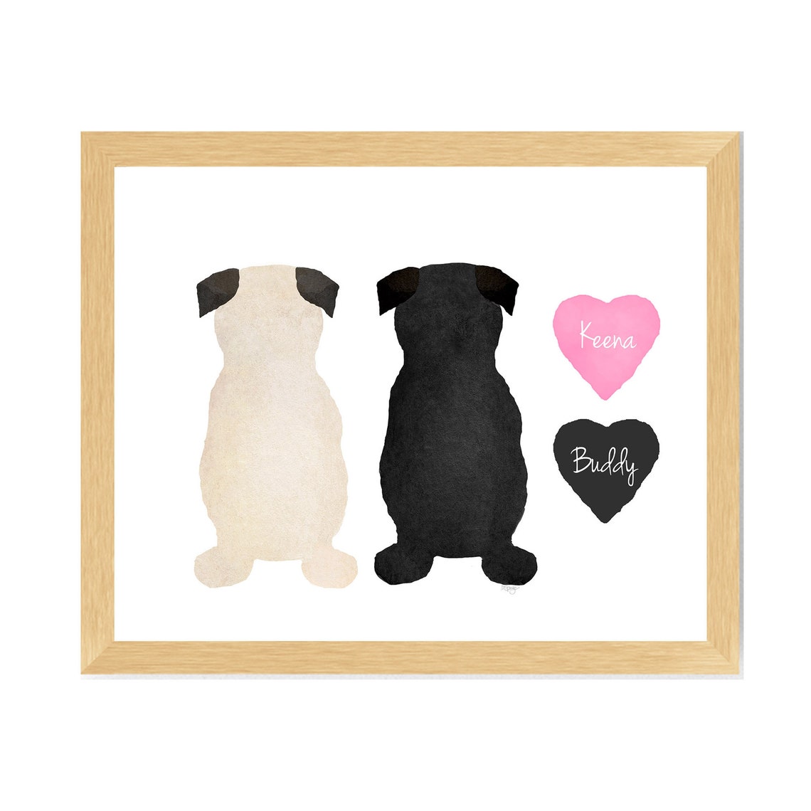 Pug Gift Pug Print Two Pug Memorial Pug Sympathy Gift Pug Etsy
