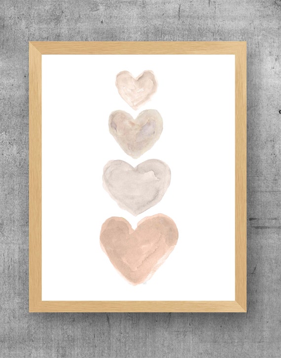 Neutral Hearts, Artwork; 11x14 Family Print