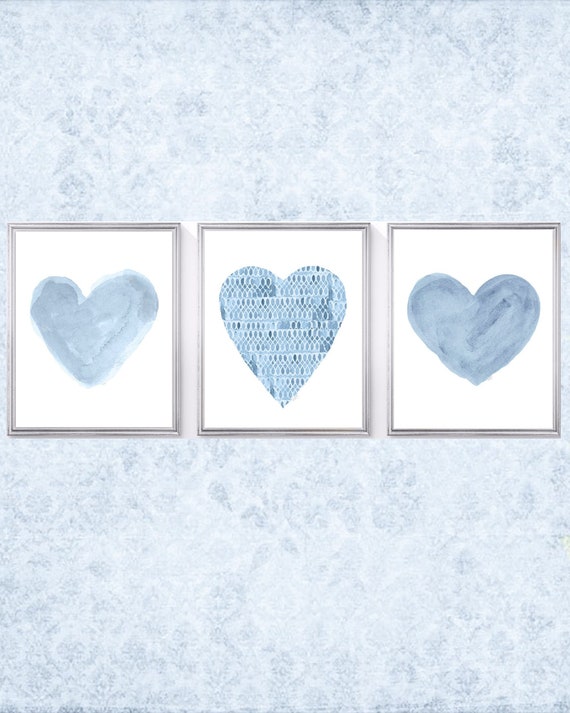 Denim Blue Prints, Set of 3 - 8x10 Artwork