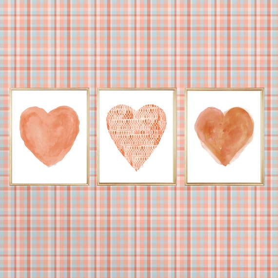 Terracotta Heart Prints, Set of 3