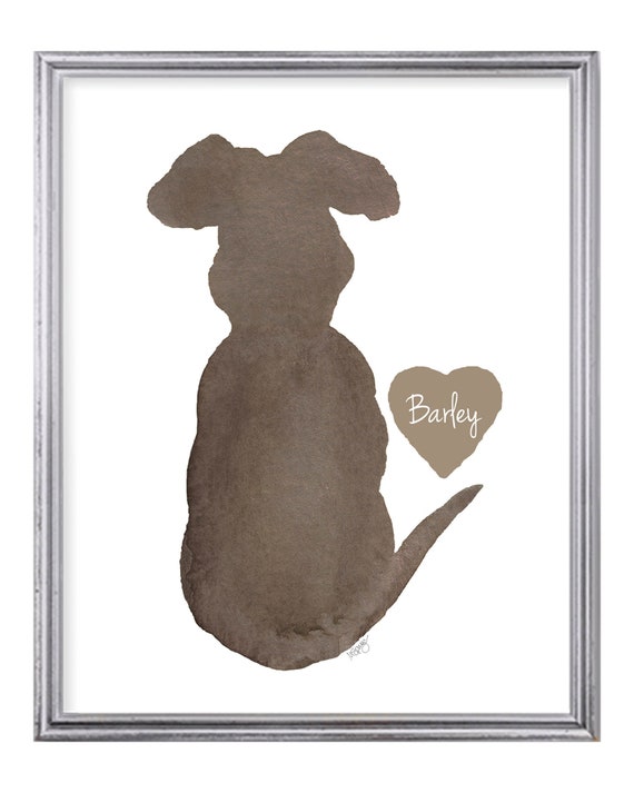 Dog Memorial Picture, Personalized Print in 12 Colors